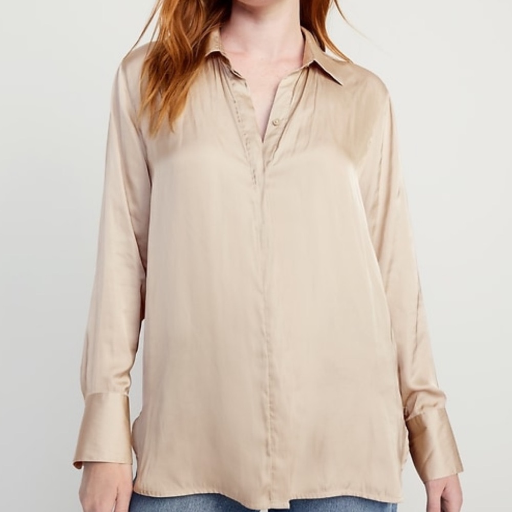 Old Navy Gold/Beige Silky Button Up Shirt